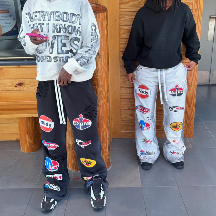 Casual Retro Spray Color Heavy Sweat Pants