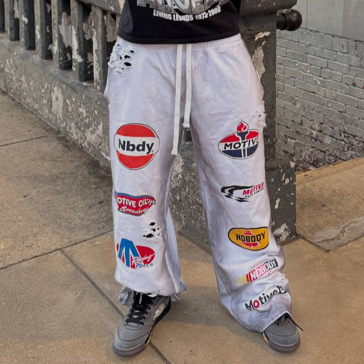Casual Retro Spray Color Heavy Sweat Pants