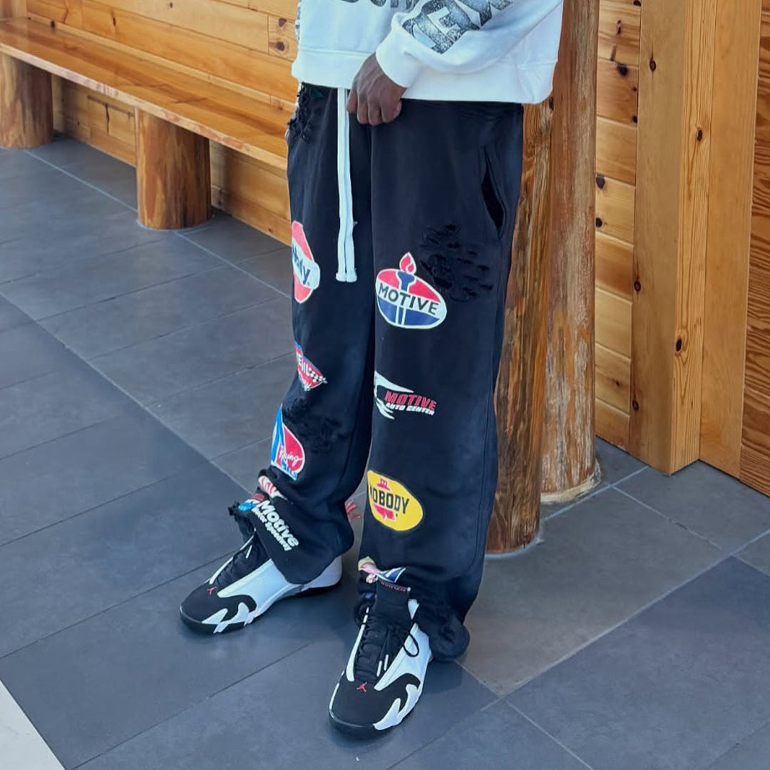 Casual Retro Spray Color Heavy Sweat Pants
