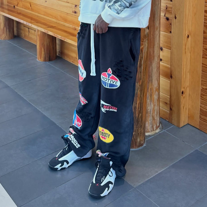 Casual Retro Spray Color Heavy Sweat Pants