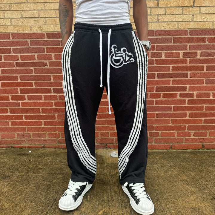 Striped casual street style wide-leg sweatpants