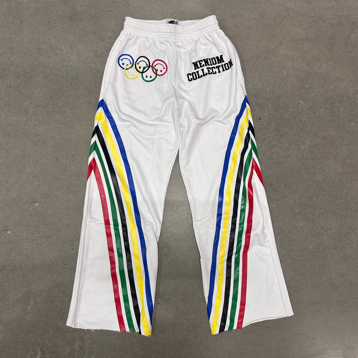 Rainbow casual street style wide-leg sweatpants