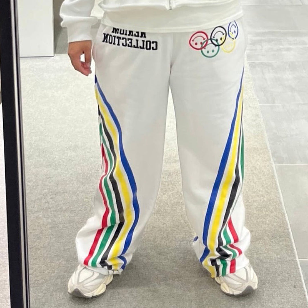 Rainbow casual street style wide-leg sweatpants