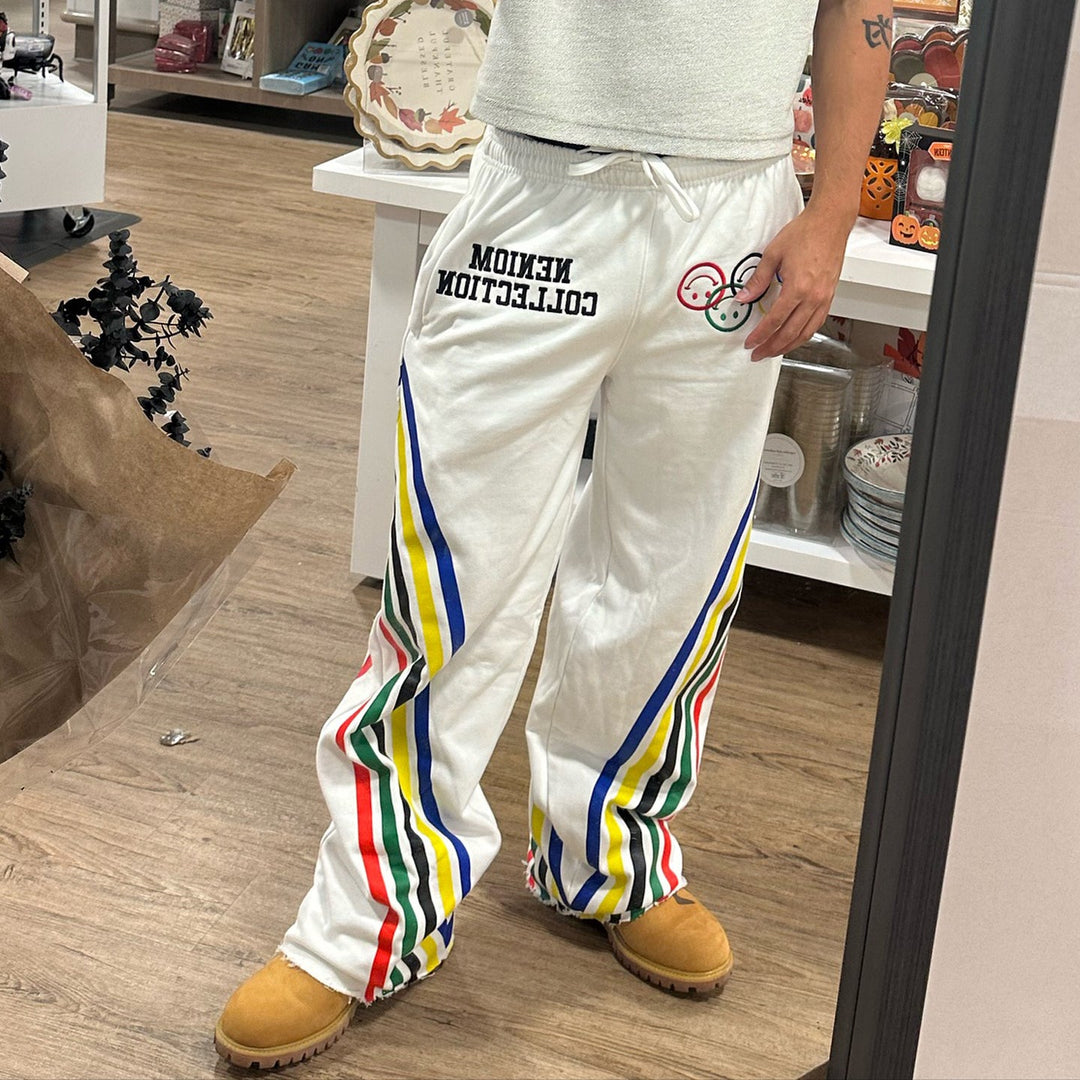 Rainbow casual street style wide-leg sweatpants
