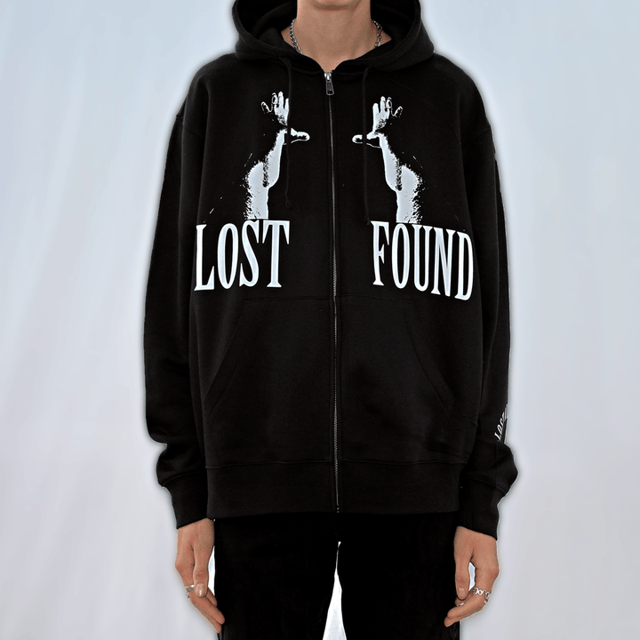 Retro Hip Hop Street Long Sleeve Zip Hoodie