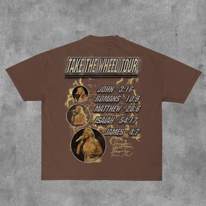 Jesus Take the Wheel Print Short Sleeve T-Shirt