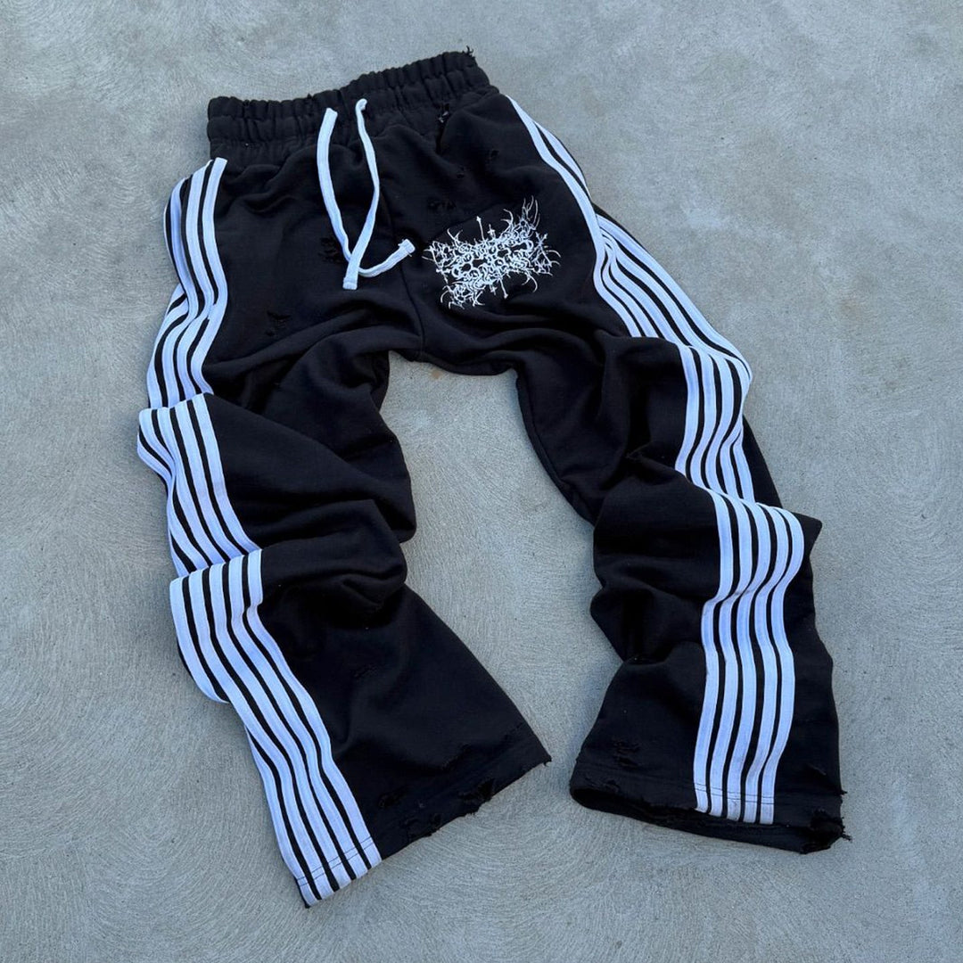 Holy Sword Casual Street Striped Wide Leg Sweat Pants