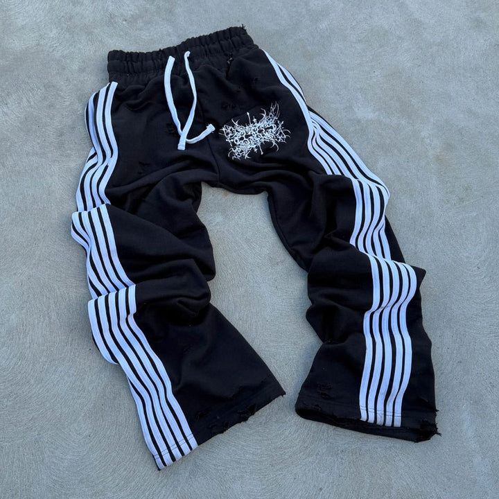 Holy Sword Casual Street Striped Wide Leg Sweat Pants