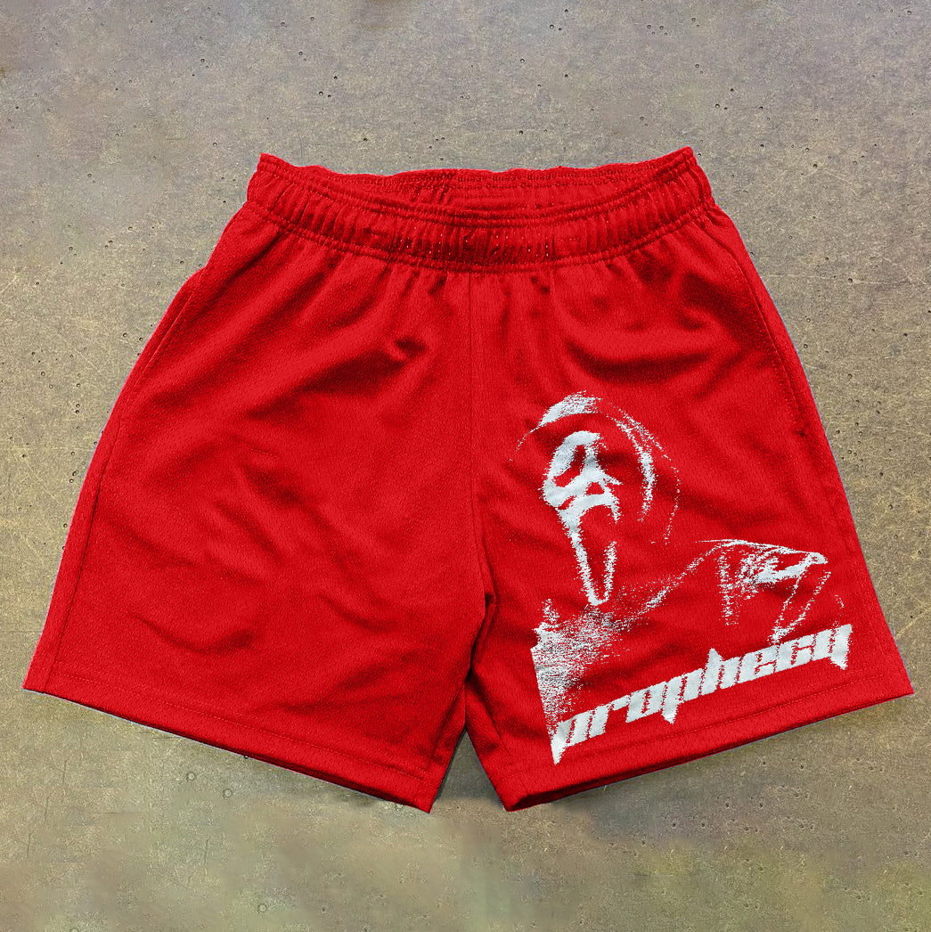Scream Retro Print Mesh Shorts