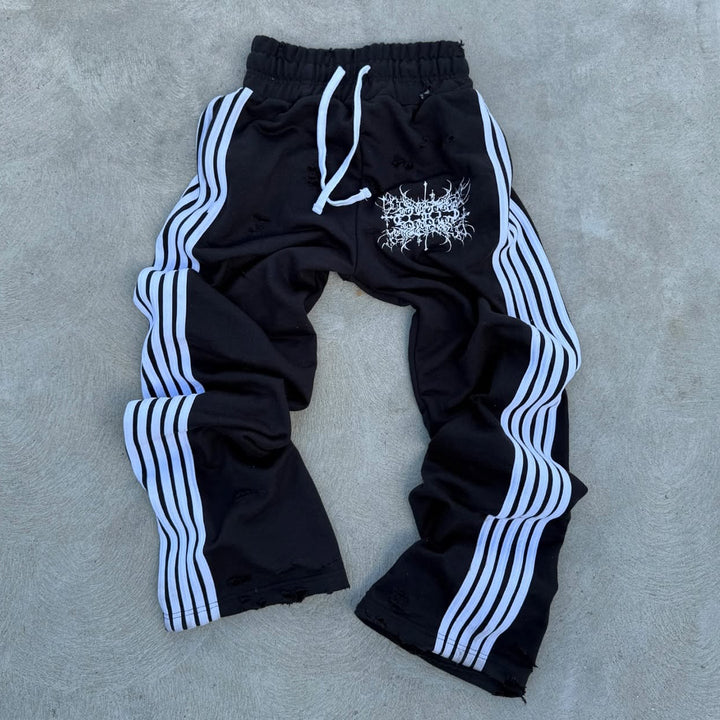 Holy Sword Casual Street Striped Wide Leg Sweat Pants