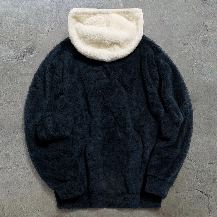 Retro Colorblock Trendy Plush Hoodie