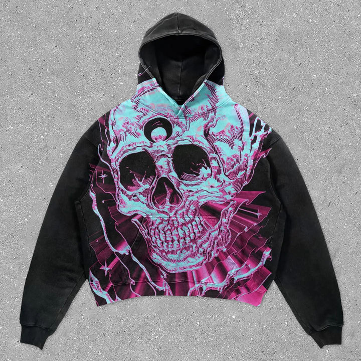 Street Style Skull Print Casual Sports Hoodie