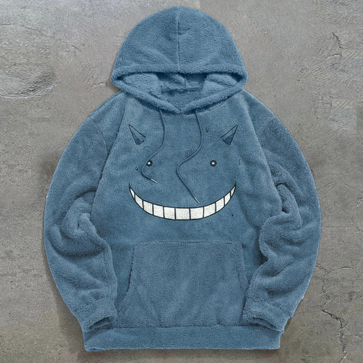 Retro Trend Cute Graphic Plush Hoodie