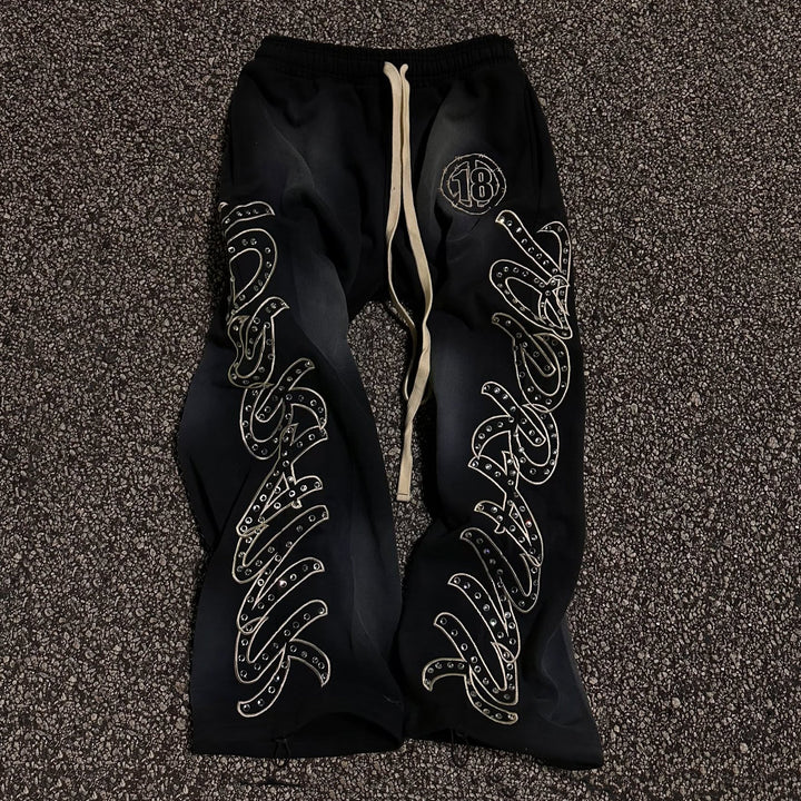 Starry casual street retro washed wide-leg sports pants
