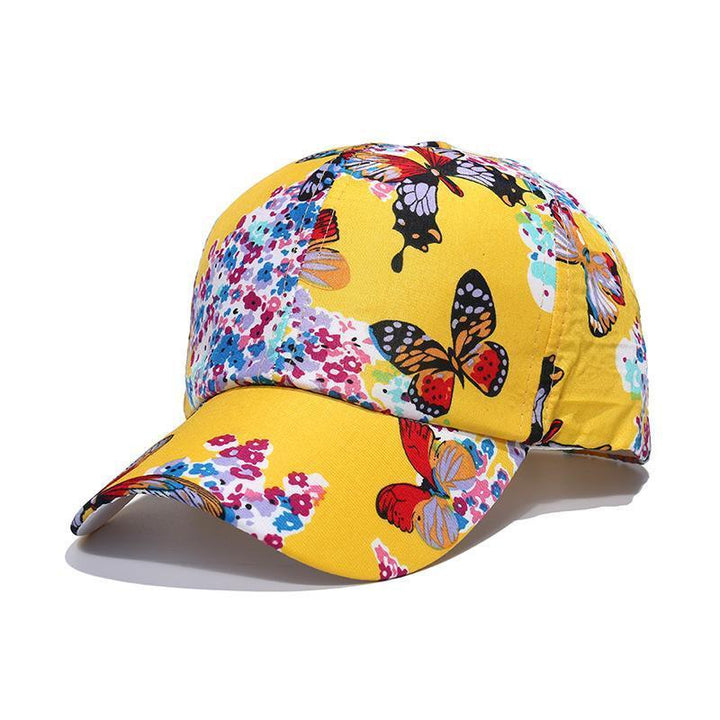Fashion peaked cap yellow butterfly print baseball cap sunshade