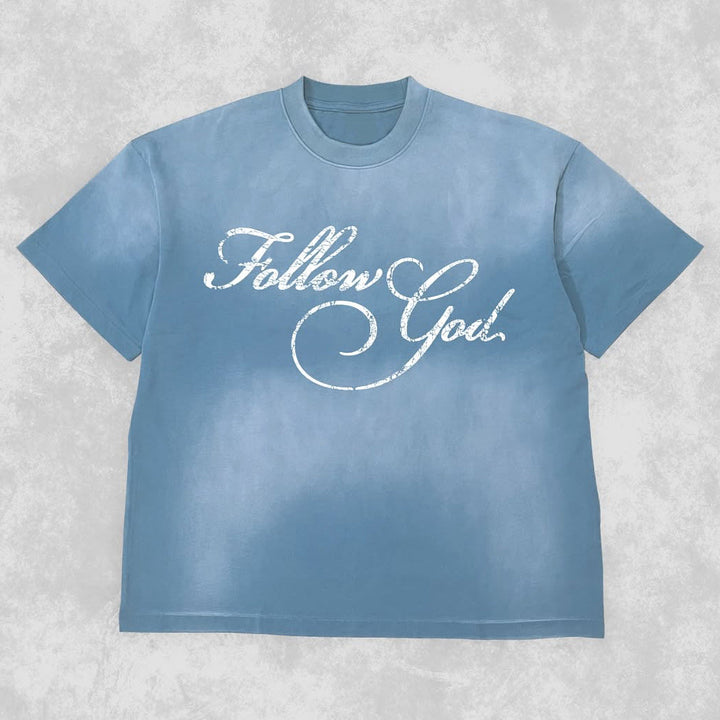 Follow God Tie Dye Print Short Sleeve T-Shirt