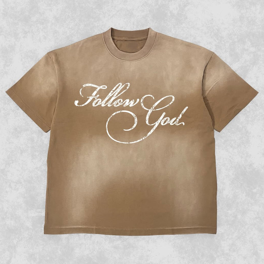 Follow God Tie Dye Print Short Sleeve T-Shirt