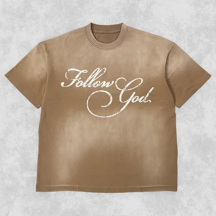 Follow God Tie Dye Print Short Sleeve T-Shirt
