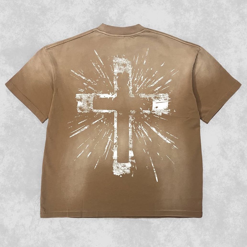 Follow God Tie Dye Print Short Sleeve T-Shirt