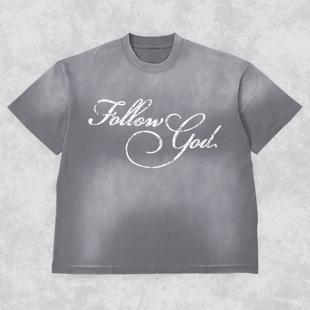 Follow God Tie Dye Print Short Sleeve T-Shirt