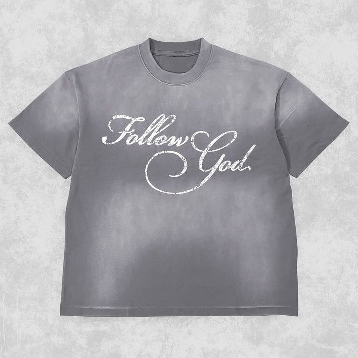 Follow God Tie Dye Print Short Sleeve T-Shirt