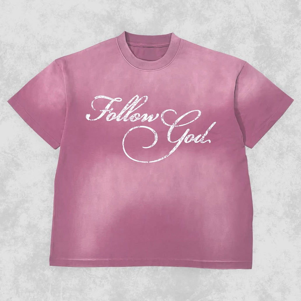 Follow God Tie Dye Print Short Sleeve T-Shirt