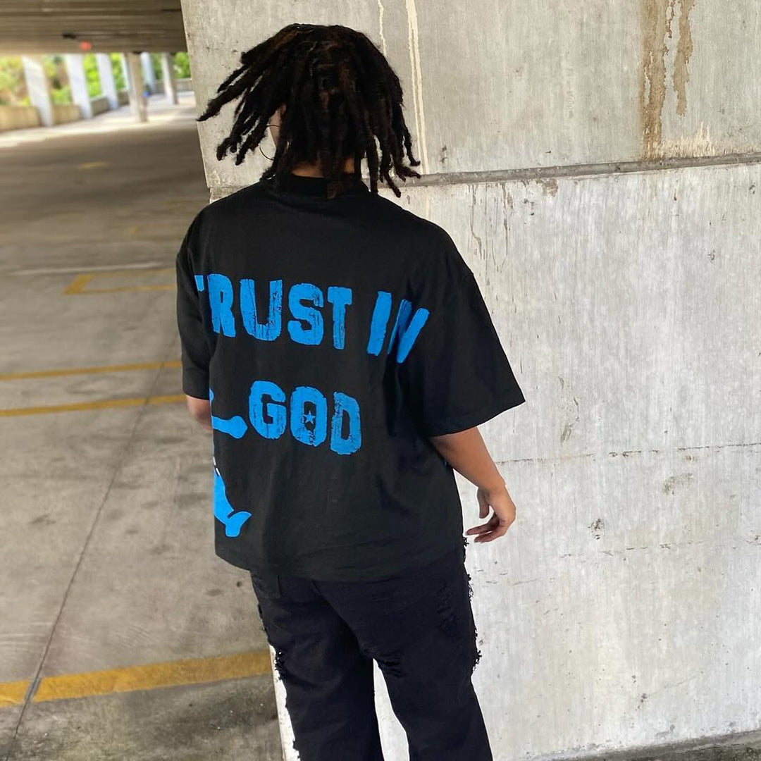 Faith in God Casual Street Print T-shirt