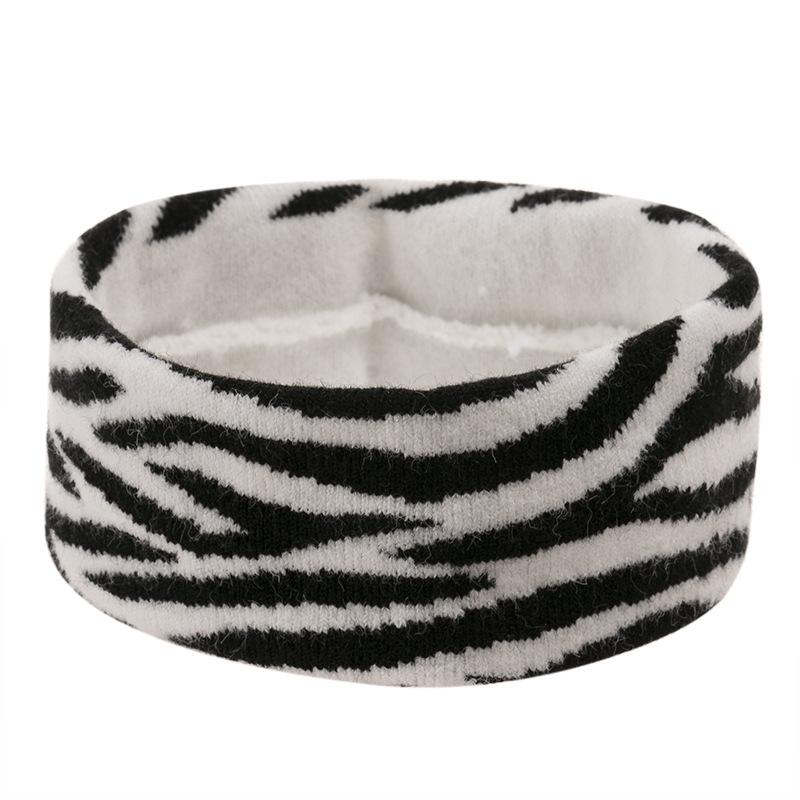 Striped knitted hat pullover hat black and white elements cow wool hat