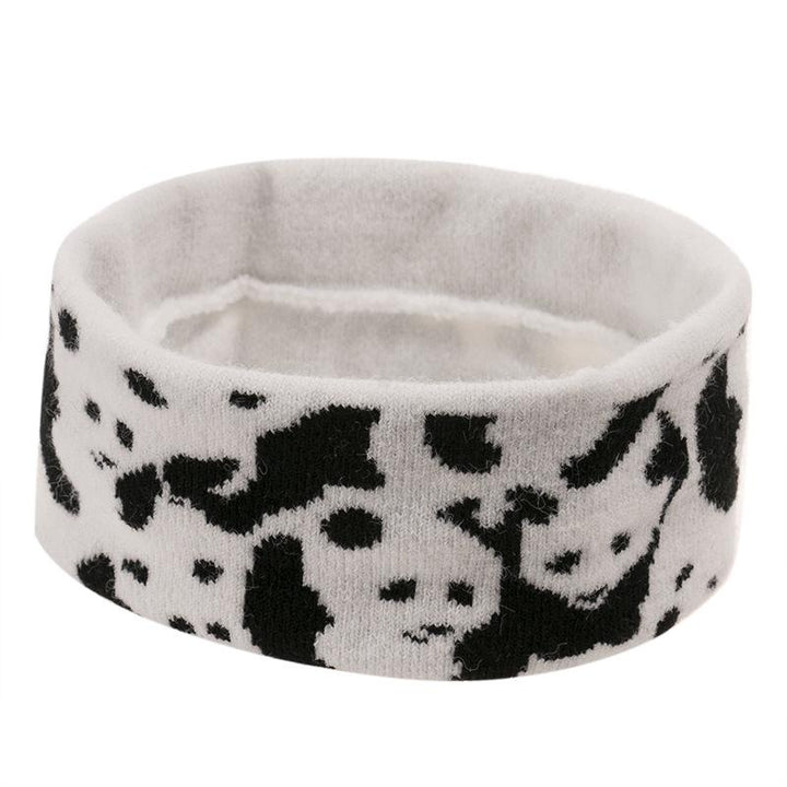 Striped knitted hat pullover hat black and white elements cow wool hat