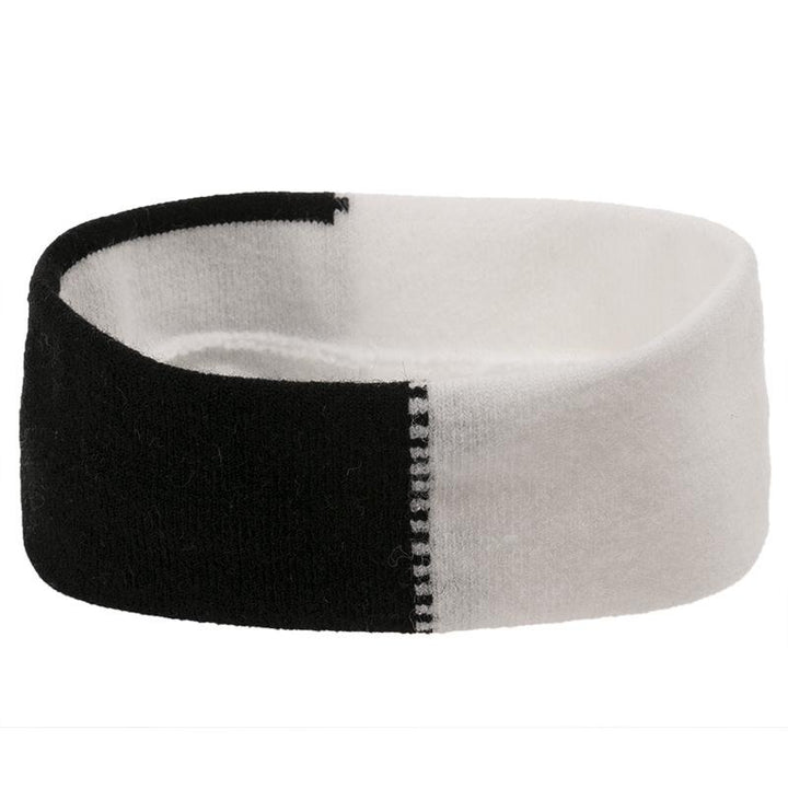Striped knitted hat pullover hat black and white elements cow wool hat
