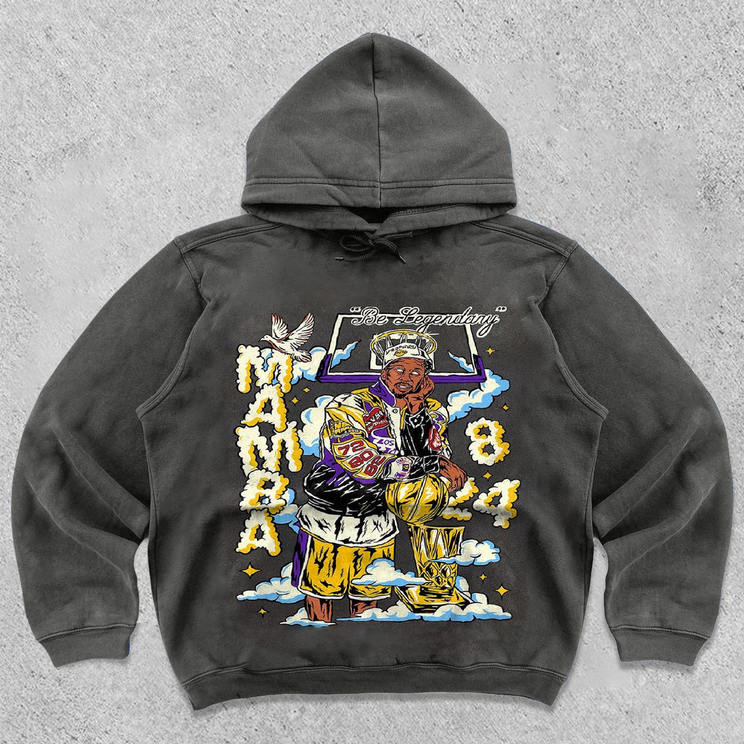 Retro casual printed street hoodie
