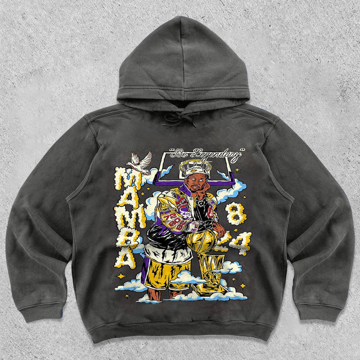 Retro casual printed street hoodie