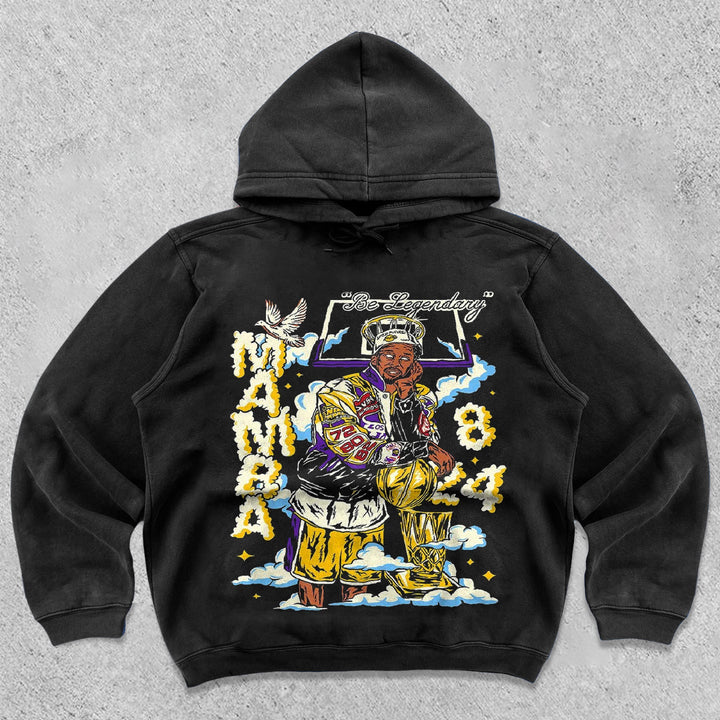 Retro casual printed street hoodie