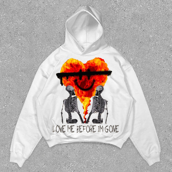 Trendy Heart Skull Print Preppy Sweatshirt