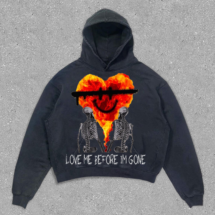 Trendy Heart Skull Print Preppy Sweatshirt