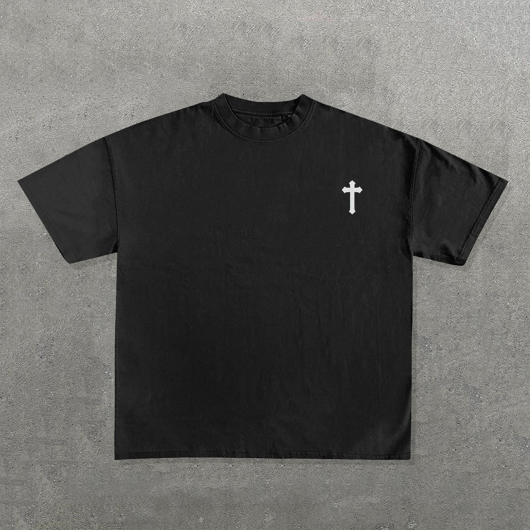 God Never Leaves You Print Short Sleeve T-Shirt