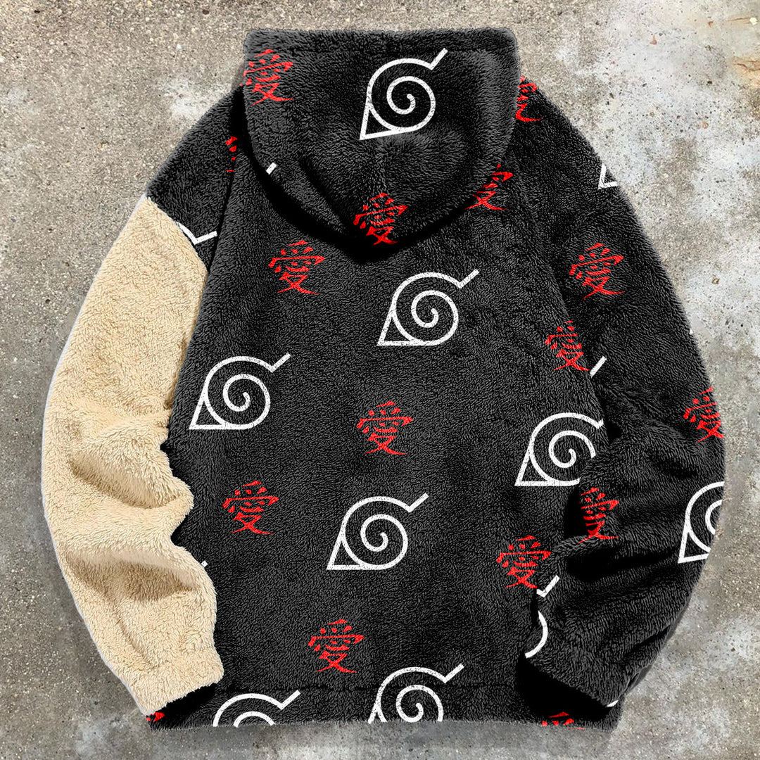 Trendy Cloud Print Plush Street Hoodie