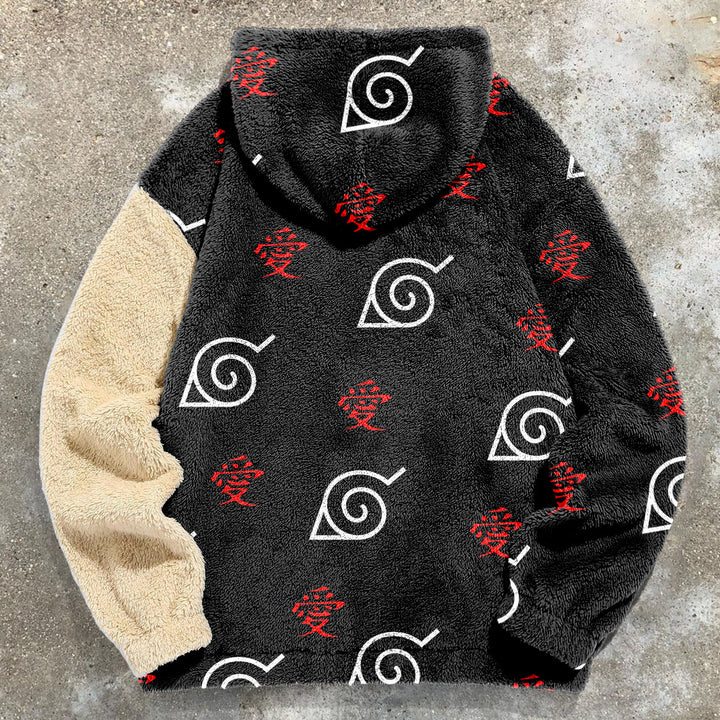 Trendy Cloud Print Plush Street Hoodie