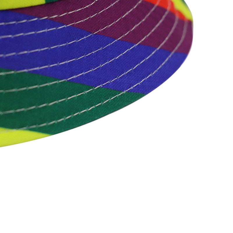 Double-sided can wear rainbow color matching flat top fisherman hat, all-match sunscreen
