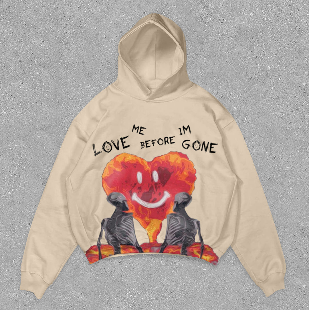 Casual Retro Preppy Skull Print Long Sleeve Hoodie