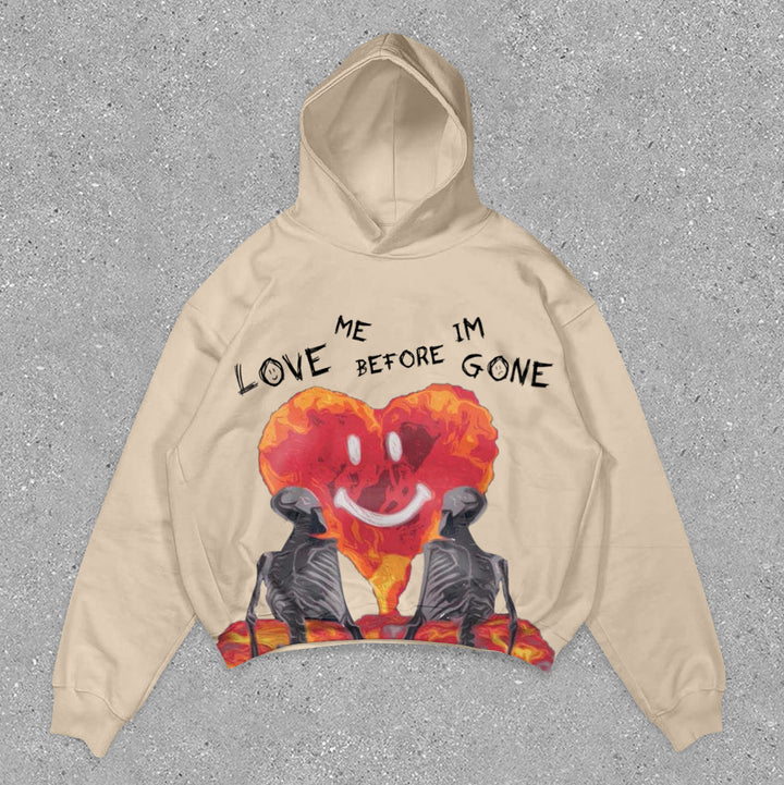 Casual Retro Preppy Skull Print Long Sleeve Hoodie