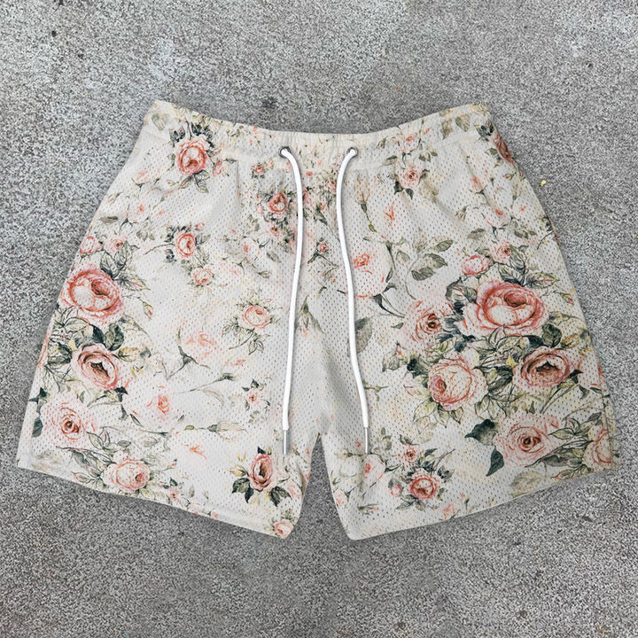 Relaxed Floral Preppy Track Shorts