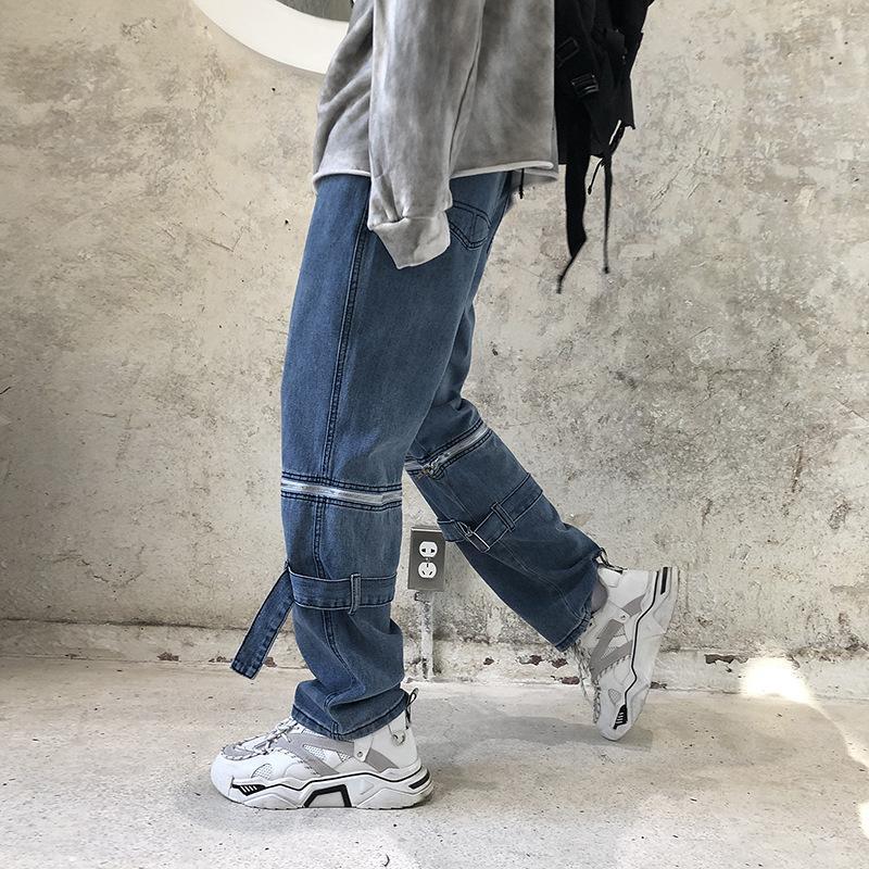 Personality hip-hop detachable wide-leg loose straight-leg casual daddy pants denim trousers men