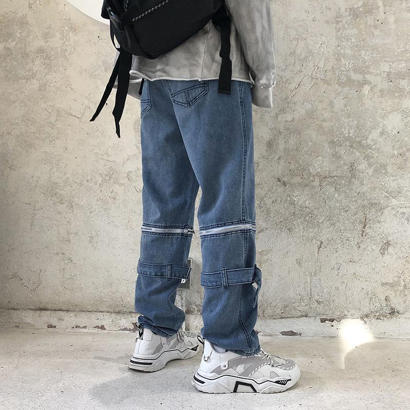 Personality hip-hop detachable wide-leg loose straight-leg casual daddy pants denim trousers men