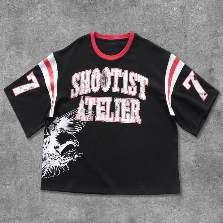 Letters Contrast Color Print Short Sleeve T-Shirt