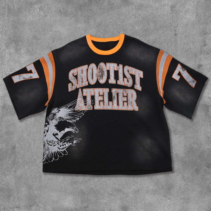 Letters Contrast Color Print Short Sleeve T-Shirt