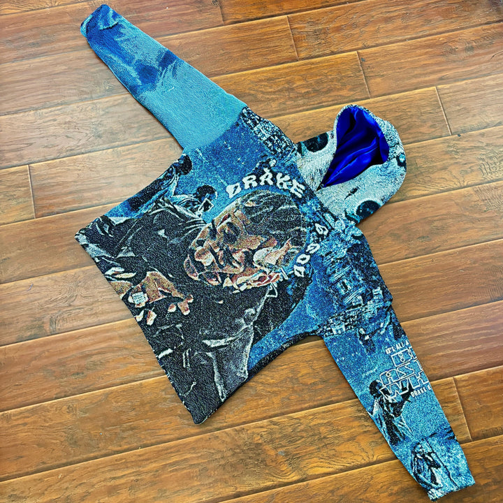 retro hip hop graphic tapestry hoodie