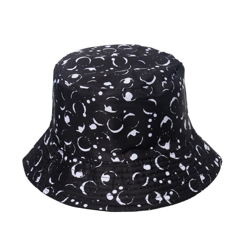 Starry sky, moon and five-pointed print sun-shield fisherman hat