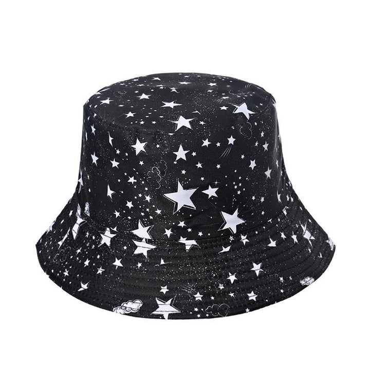 Starry sky, moon and five-pointed print sun-shield fisherman hat