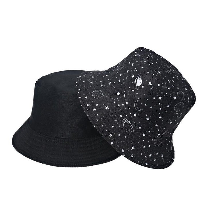 Starry sky, moon and five-pointed print sun-shield fisherman hat